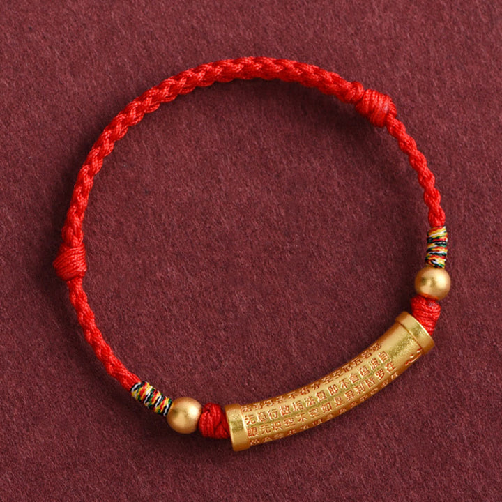 Buddha Stones Handgemaakte legering hartvormige sutra beschermingsarmband/ Armband met touwconstructie - image 5