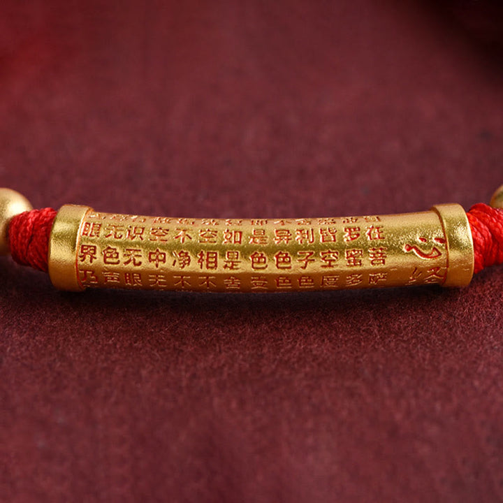 Buddha Stones Handgemaakte legering hartvormige sutra beschermingsarmband/ Armband met touwconstructie - image 9