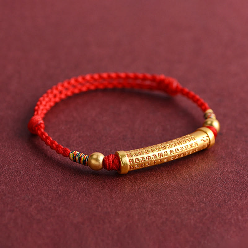 Buddha Stones Handgemaakte legering hartvormige sutra beschermingsarmband/ Armband met touwconstructie - image 6