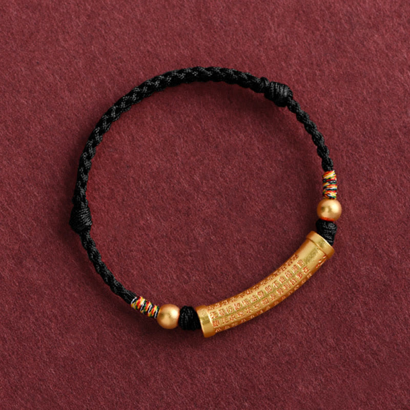 Buddha Stones Handgemaakte legering hartvormige sutra beschermingsarmband/ Armband met touwconstructie - Enkelband(omtrek 18-30 cm) - Zwart - image 12