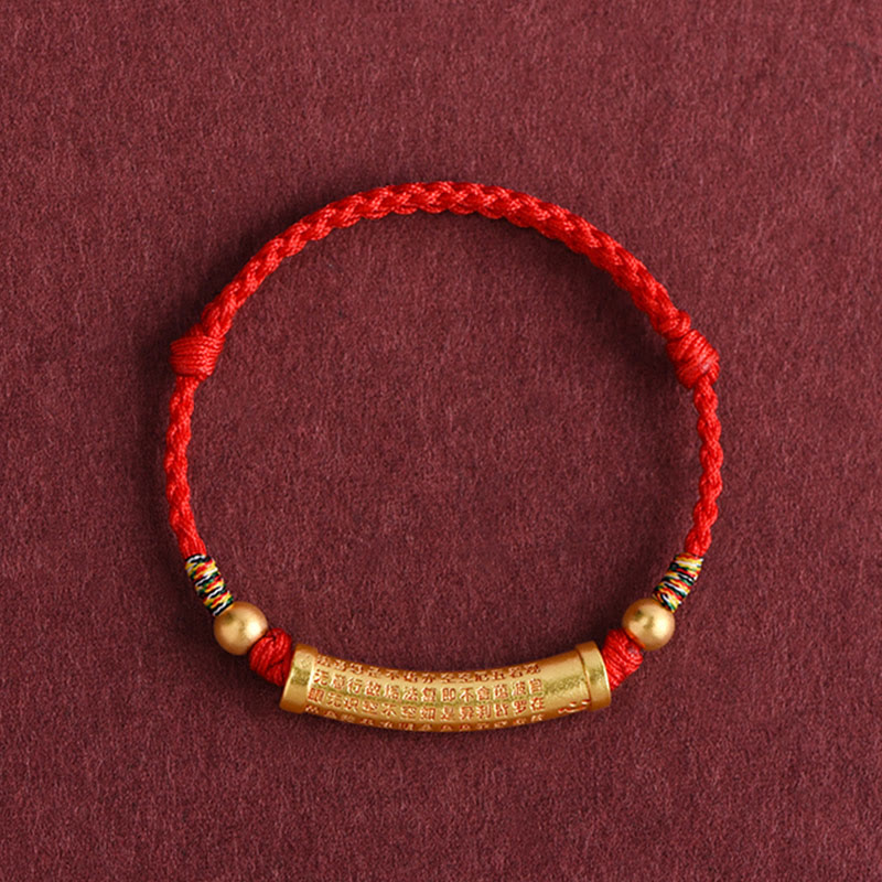 Buddha Stones Handgemaakte legering hartvormige sutra beschermingsarmband/ Armband met touwconstructie - image 7