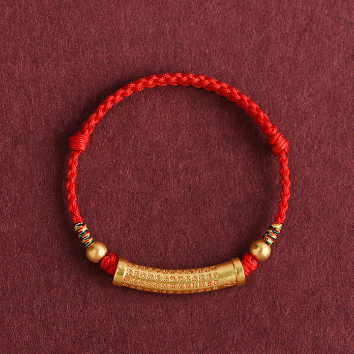 Buddha Stones Handgemaakte legering hartvormige sutra beschermingsarmband/ Armband met touwconstructie - image 7