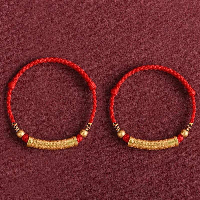 Buddha Stones Handgemaakte legering hartvormige sutra beschermingsarmband/ Armband met touwconstructie - image 11
