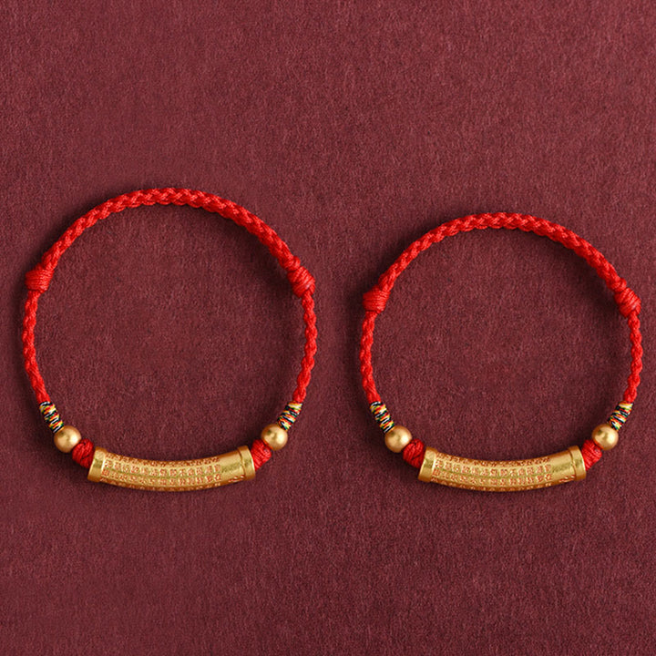Buddha Stones Handgemaakte legering hartvormige sutra beschermingsarmband/ Armband met touwconstructie - image 11