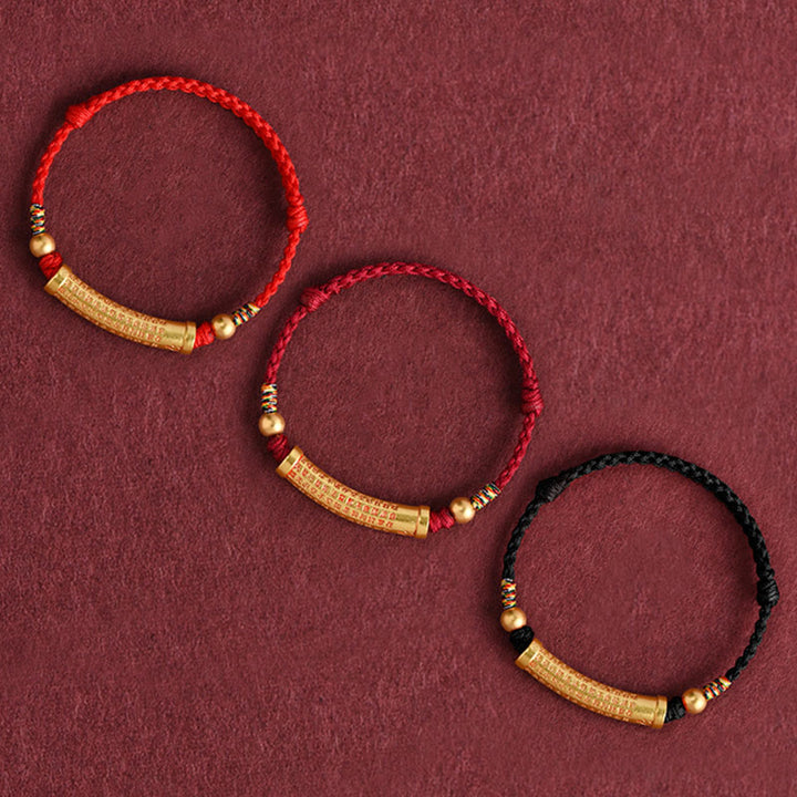 Buddha Stones Handgemaakte legering hartvormige sutra beschermingsarmband/ Armband met touwconstructie - image 1