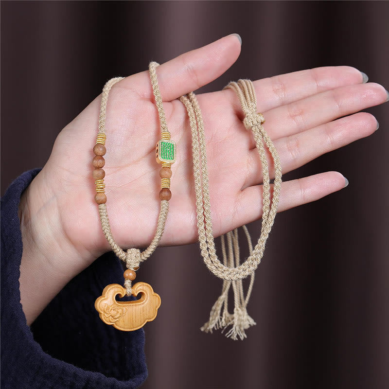 Buddha Stones Tibetaanse sandelhout Chinese slot bedeltje beschermingsketting Ketting - image 1