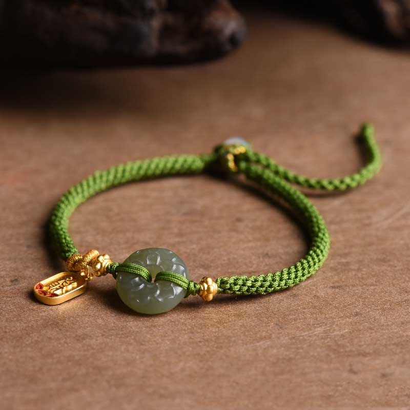 Buddha Stones Groene jade vredesgesp, groene Armband - Hetian-jade (Polsomtrek: 14-17 cm) - image 0