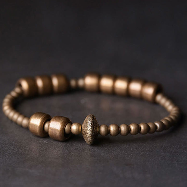 Buddha Stones Vintage koperen messing Armband met symbool voor rijkdom. - image 1