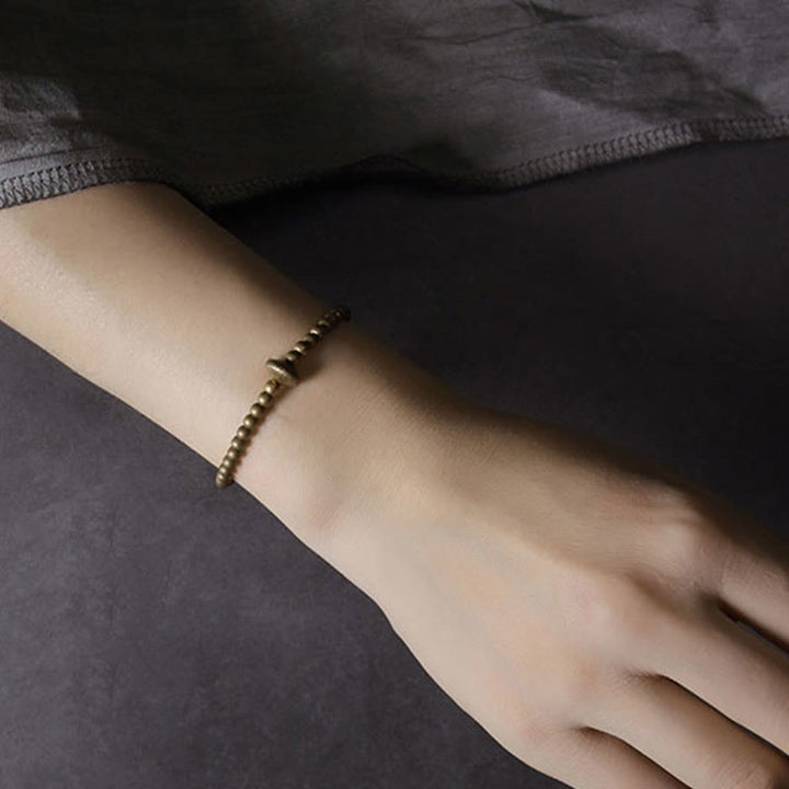 Buddha Stones Vintage koperen messing Armband met symbool voor rijkdom. - image 8