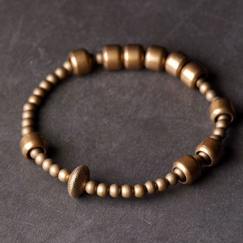 Buddha Stones Vintage koperen messing Armband met symbool voor rijkdom. - image 7
