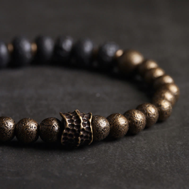 Buddha Stones Lavasteen kralen absorberen negatieve energie koperen Armband - image 1