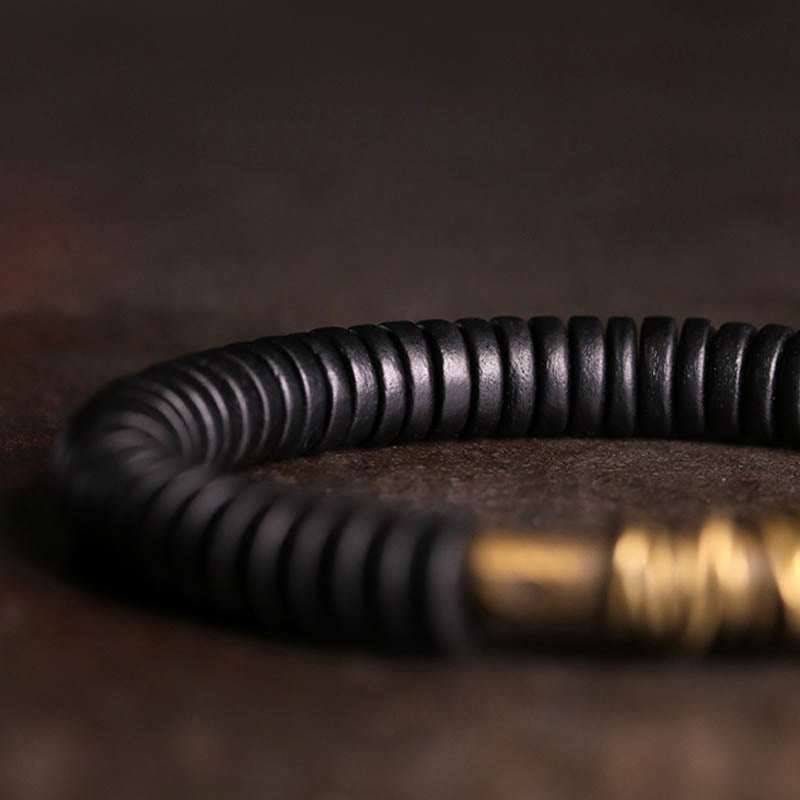 Buddha Stones Rustgevende Tibetaanse Armband van ebbenhout en koper - image 2