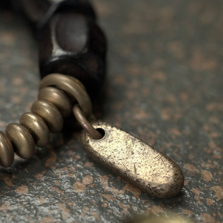 Buddha Stones Vintage Armband van ebbenhout en koperen kralen - image 19