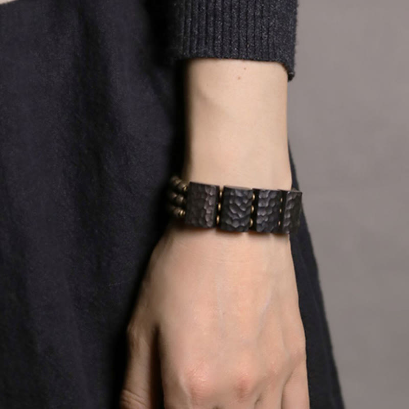 Buddha Stones Vintage vredesarmband van ebbenhout en koperen kralen met Armband - image 11