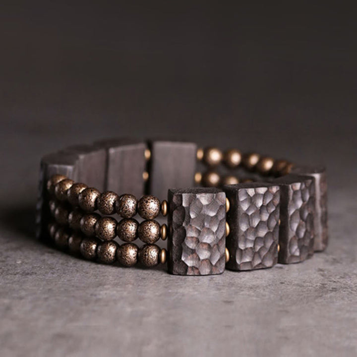 Buddha Stones Vintage vredesarmband van ebbenhout en koperen kralen met Armband - image 9