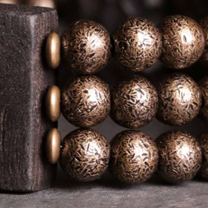 Buddha Stones Vintage vredesarmband van ebbenhout en koperen kralen met Armband - image 8
