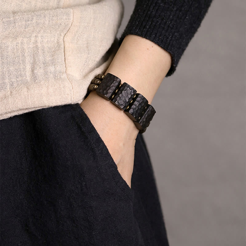 Buddha Stones Vintage vredesarmband van ebbenhout en koperen kralen met Armband - image 10