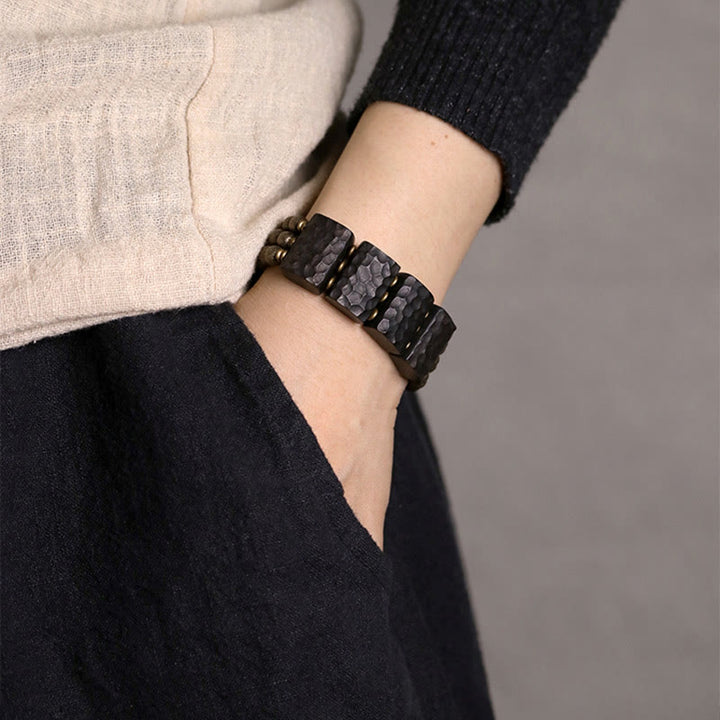 Buddha Stones Vintage vredesarmband van ebbenhout en koperen kralen met Armband - image 10