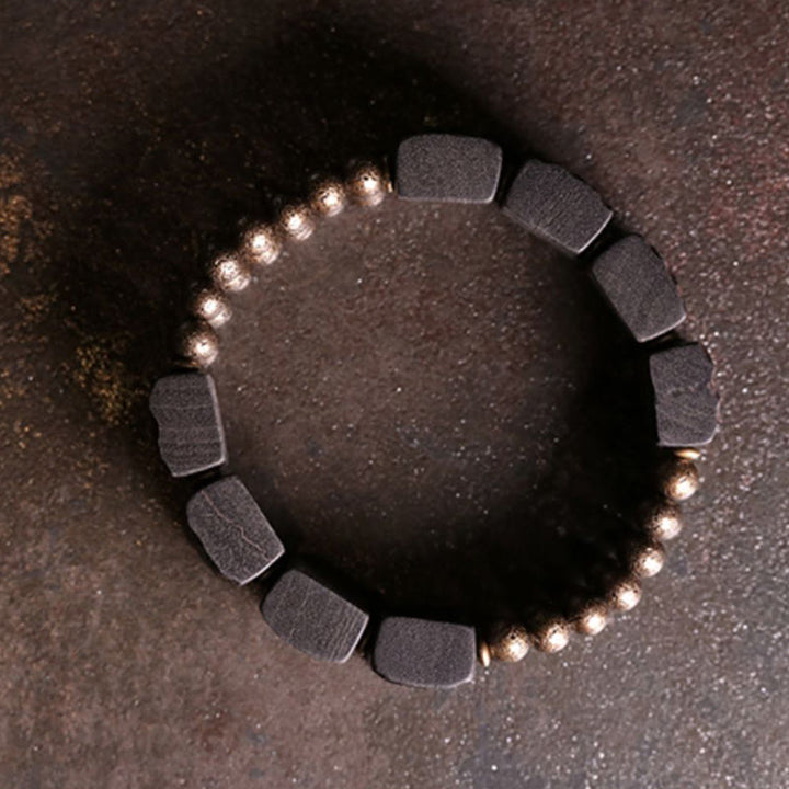 Buddha Stones Vintage vredesarmband van ebbenhout en koperen kralen met Armband - image 7