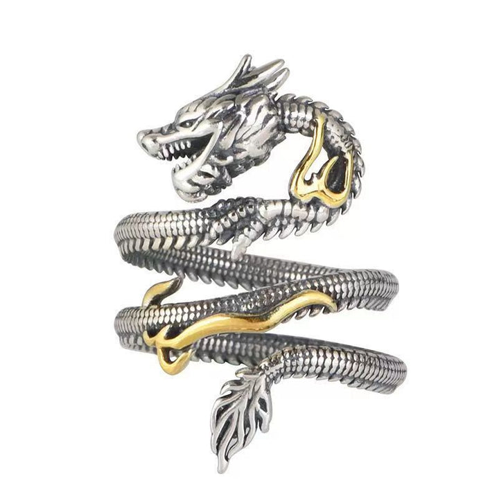 Buddha Stones Vintage Ring met drakenpatroon - image 4