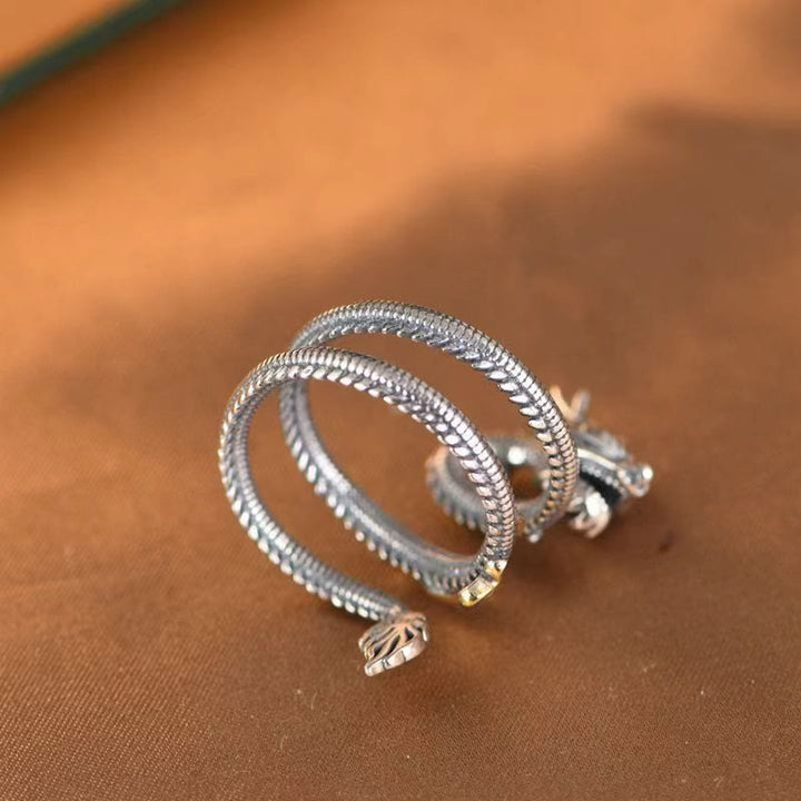 Buddha Stones Vintage Ring met drakenpatroon - image 2