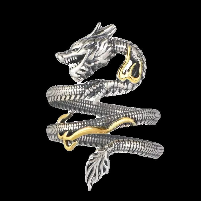 Buddha Stones Vintage Ring met drakenpatroon - image 3