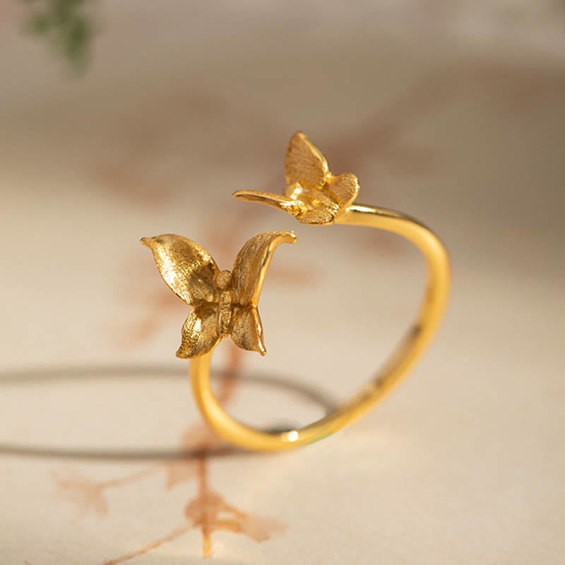 Buddha Stones 925 Sterling Zilveren Vlinder Ring - Gouden - image 3