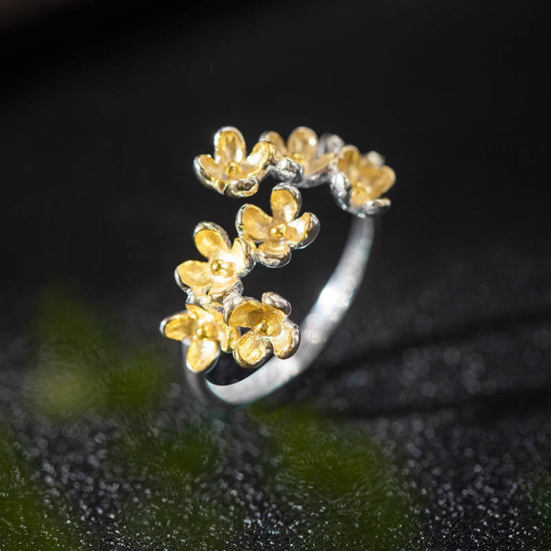 Buddha Stones Ring van 925 sterling zilver met Osmanthus Fragrans-motief - Gouden - image 2