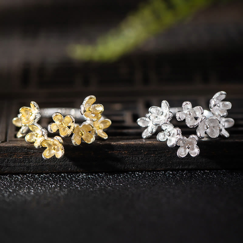 Buddha Stones Ring van 925 sterling zilver met Osmanthus Fragrans-motief - image 1
