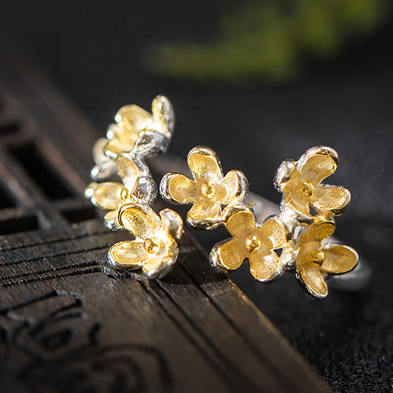 Buddha Stones Ring van 925 sterling zilver met Osmanthus Fragrans-motief - image 8