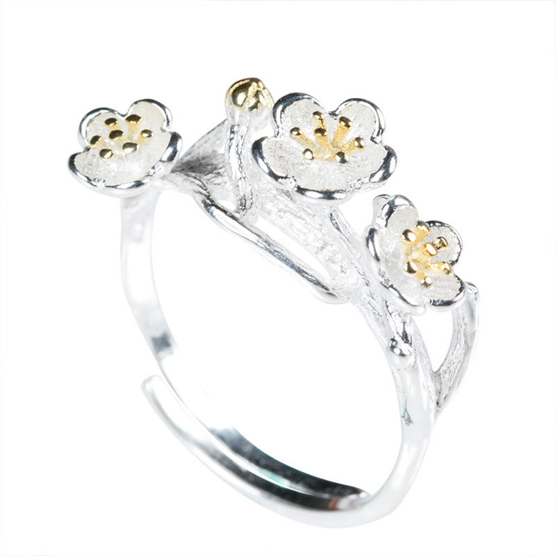 Buddha Stones 925 Sterling Zilveren Ring met Pruimenbos en Kalmerende Ring - image 4
