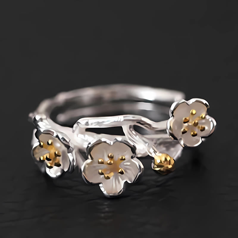 Buddha Stones 925 Sterling Zilveren Ring met Pruimenbos en Kalmerende Ring - image 6