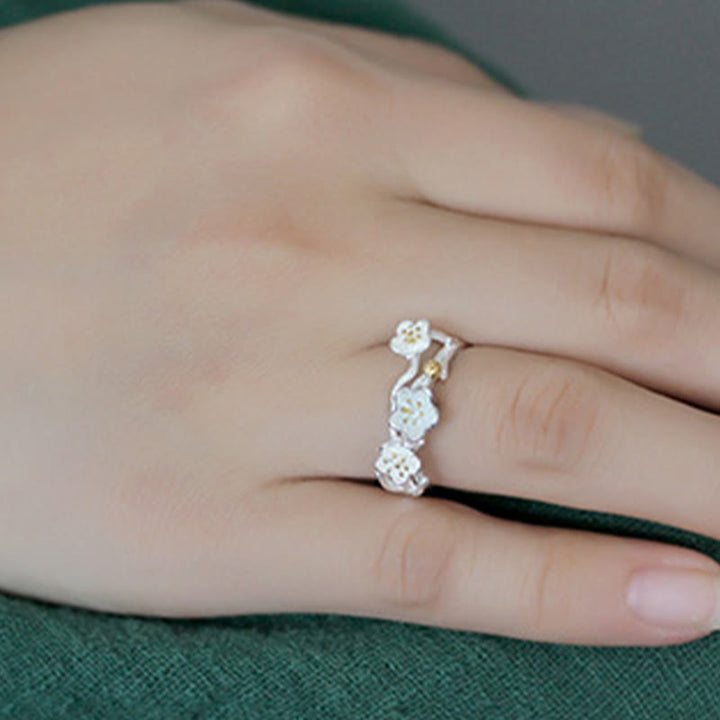 Buddha Stones 925 Sterling Zilveren Ring met Pruimenbos en Kalmerende Ring - image 9