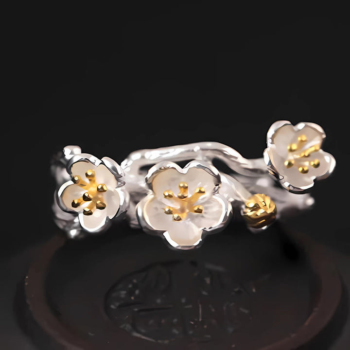 Buddha Stones 925 Sterling Zilveren Ring met Pruimenbos en Kalmerende Ring - image 7