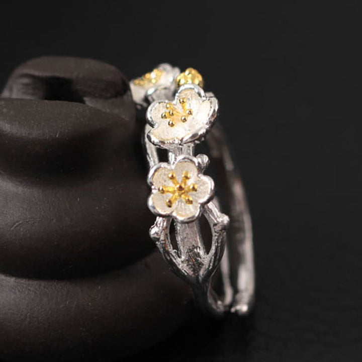 Buddha Stones 925 Sterling Zilveren Ring met Pruimenbos en Kalmerende Ring - image 3