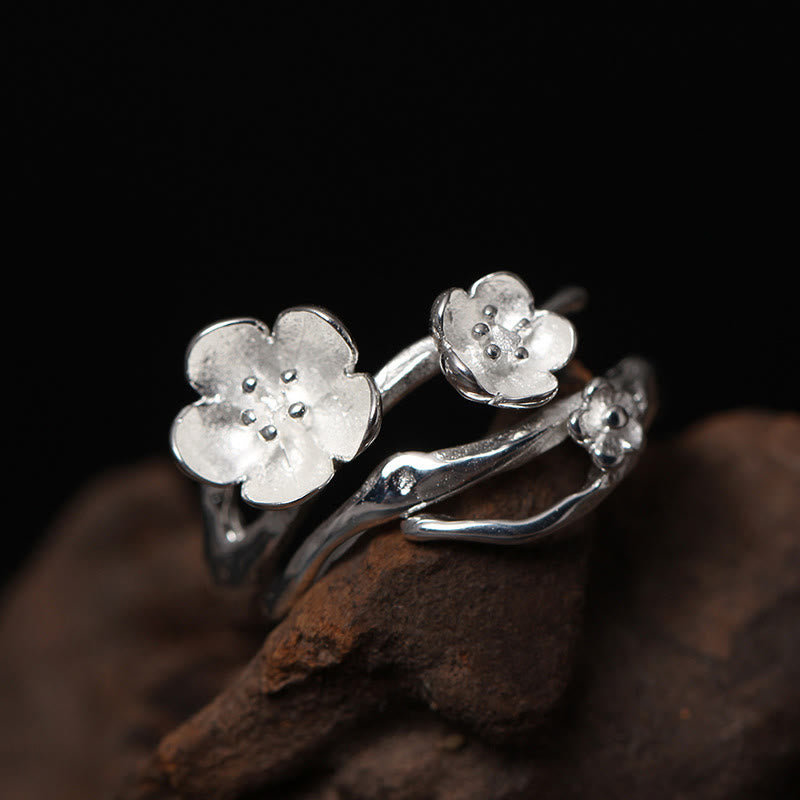 Buddha Stones 925 Sterling Zilveren Pruim Bossom Balans Ring - Zilveren meeldraden - image 2