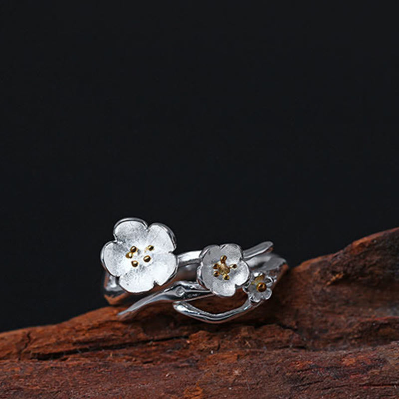 Buddha Stones 925 Sterling Zilveren Pruim Bossom Balans Ring - image 10