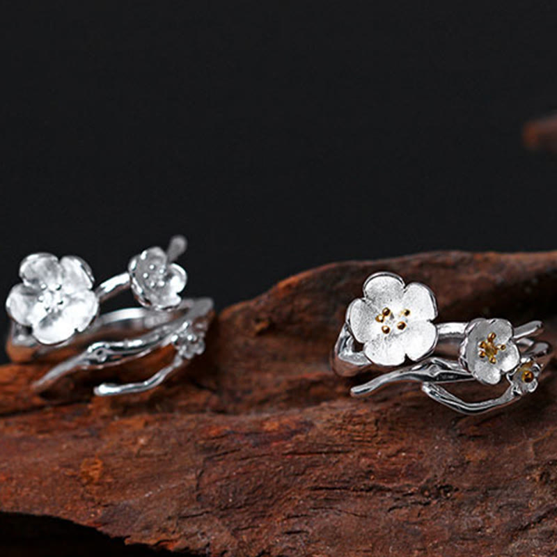 Buddha Stones 925 Sterling Zilveren Pruim Bossom Balans Ring - image 13