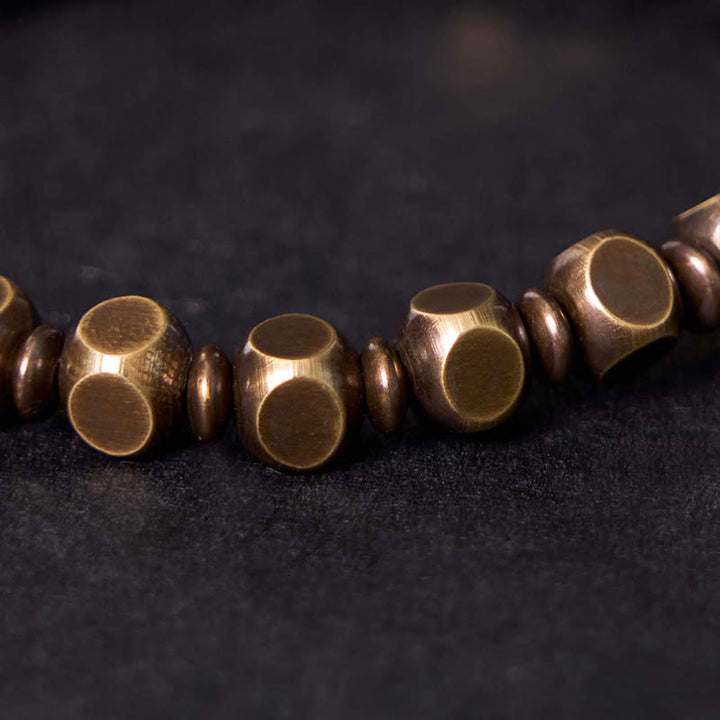 Buddha Stones Tibetaans Om Mani Padme Hum amulet van gesneden koper en messing, Armband - image 8