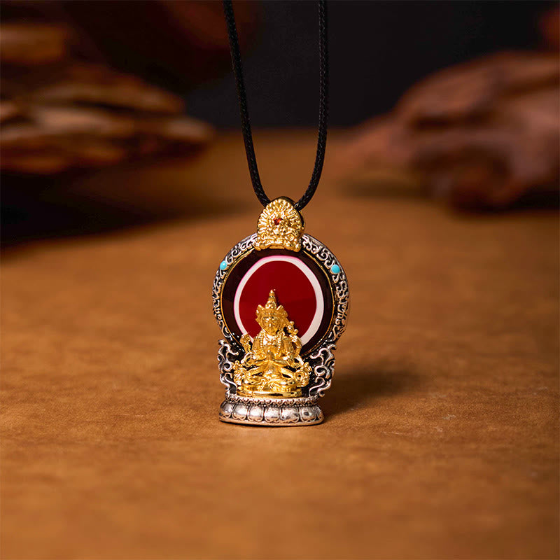 Buddha Stones Tibetaanse Avalokitesvara Dzi kralenpatroon koperen zuiverheid helende Ketting - Avalokiteshvara - image 0