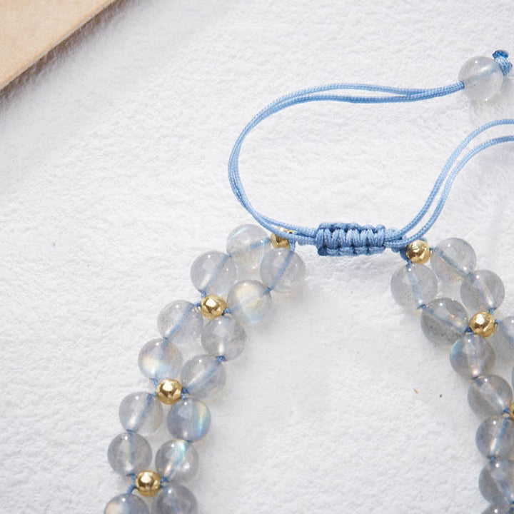 Buddha Stones Natuurlijke maansteen vlinder bamboe helende Armband - image 4