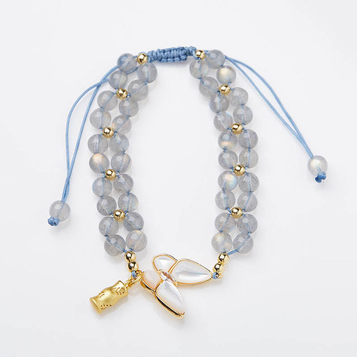 Buddha Stones Natuurlijke maansteen vlinder bamboe helende Armband - image 3