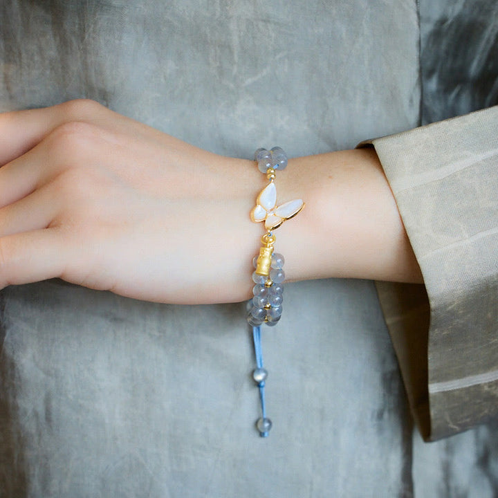 Buddha Stones Natuurlijke maansteen vlinder bamboe helende Armband - image 2