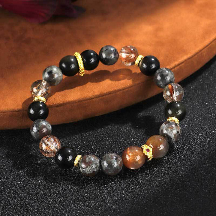 Buddha Stones Zonnesteen Lavasteen Positieve Armband - Binnendiameter 56 mm (Polsomtrek 15-16 cm) - image 4