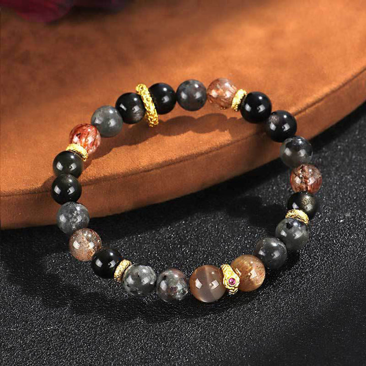 Buddha Stones Zonnesteen Lavasteen Positieve Armband - image 1