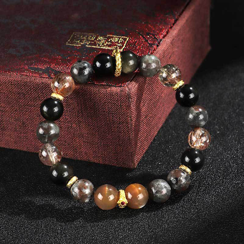Buddha Stones Zonnesteen Lavasteen Positieve Armband - image 2