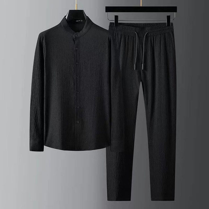 Buddha Stones Effenkleurige top met Lange mouw en broek, herenset - Zwart - US/UK/AU44, EU54 (4XL) - image 0