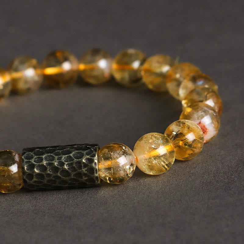 Buddha Stones Citrien Sandelhout Bodhizaad Beschermende Dubbele Armband - image 12