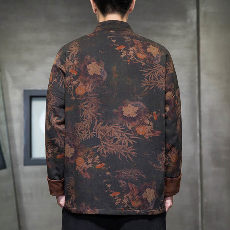 Buddha Stones Frog-But Chinese Tang Suit Lang Overhemd Katoenen Herenjas Kleding - image 2