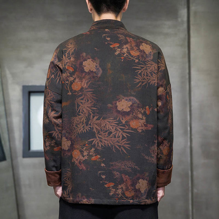 Buddha Stones Frog-But Chinese Tang Suit Lang Overhemd Katoenen Herenjas Kleding - image 2